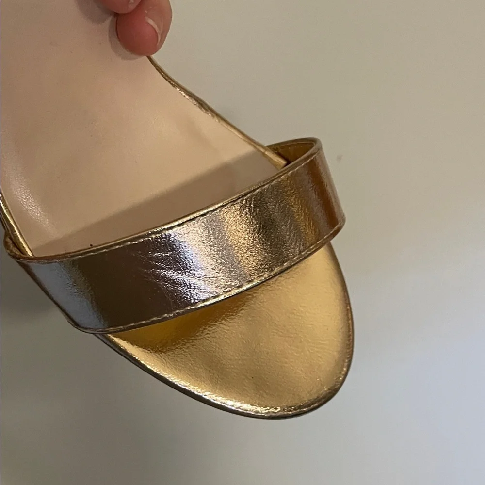 David's Bridal Rose Gold Ankle-Strap Block Heels - Arya